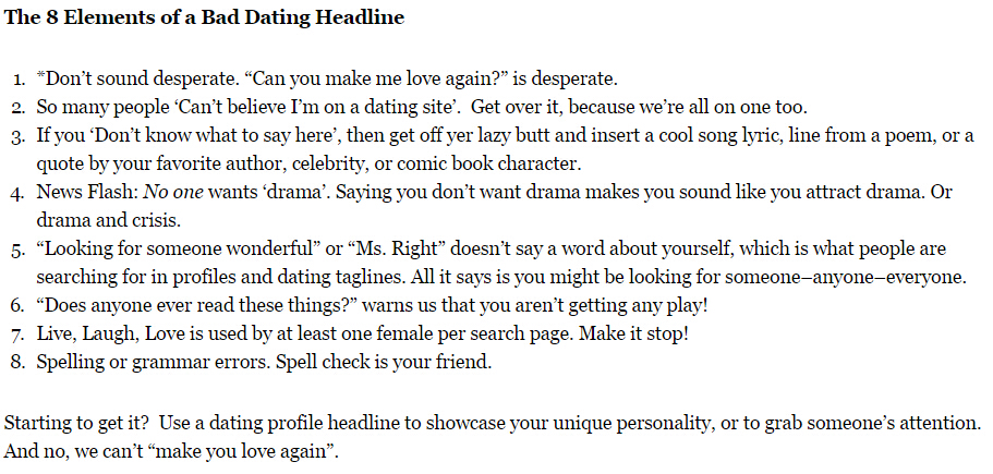 good headline examples for dating profile